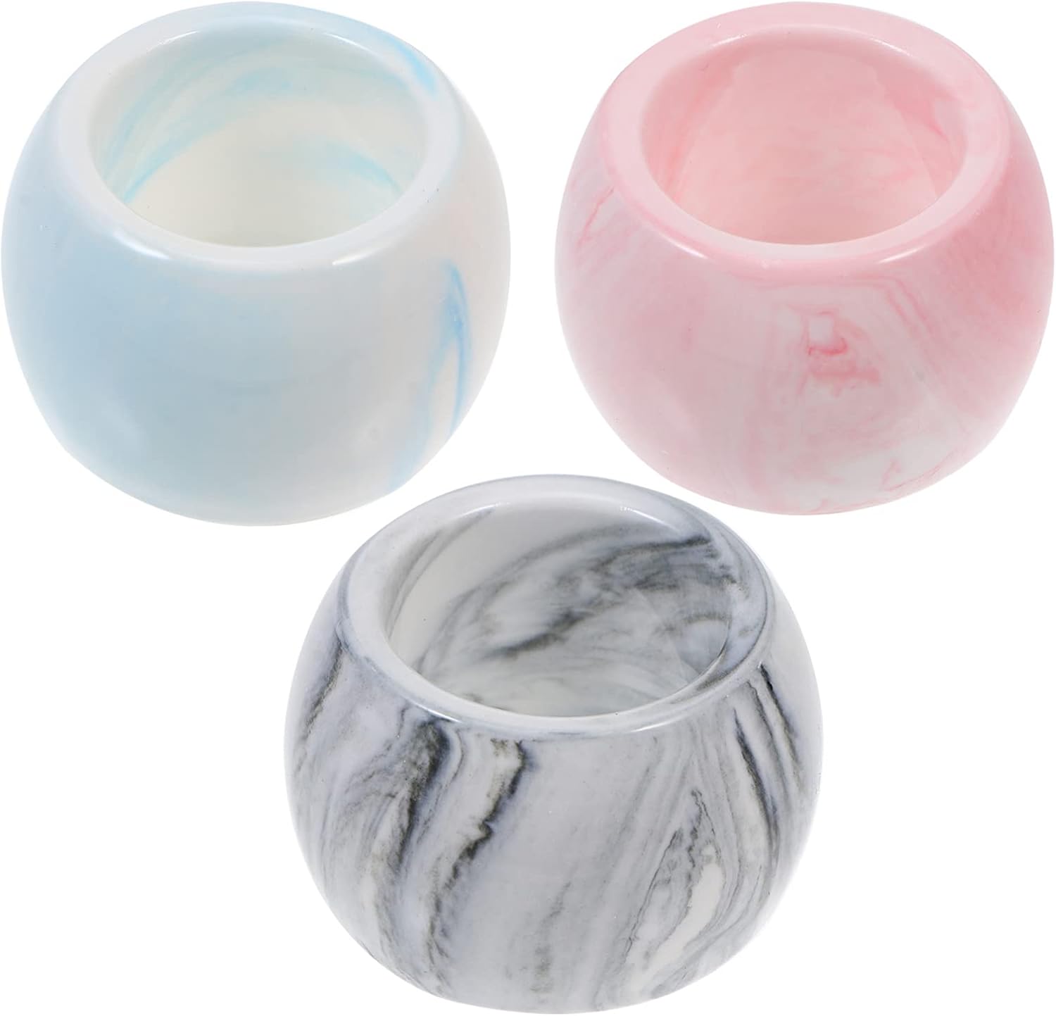 Cabilock 3Pcs Marble Pattern Ceramic Electric Toothbrush Holder - Space Saving Bathroom Organizer
