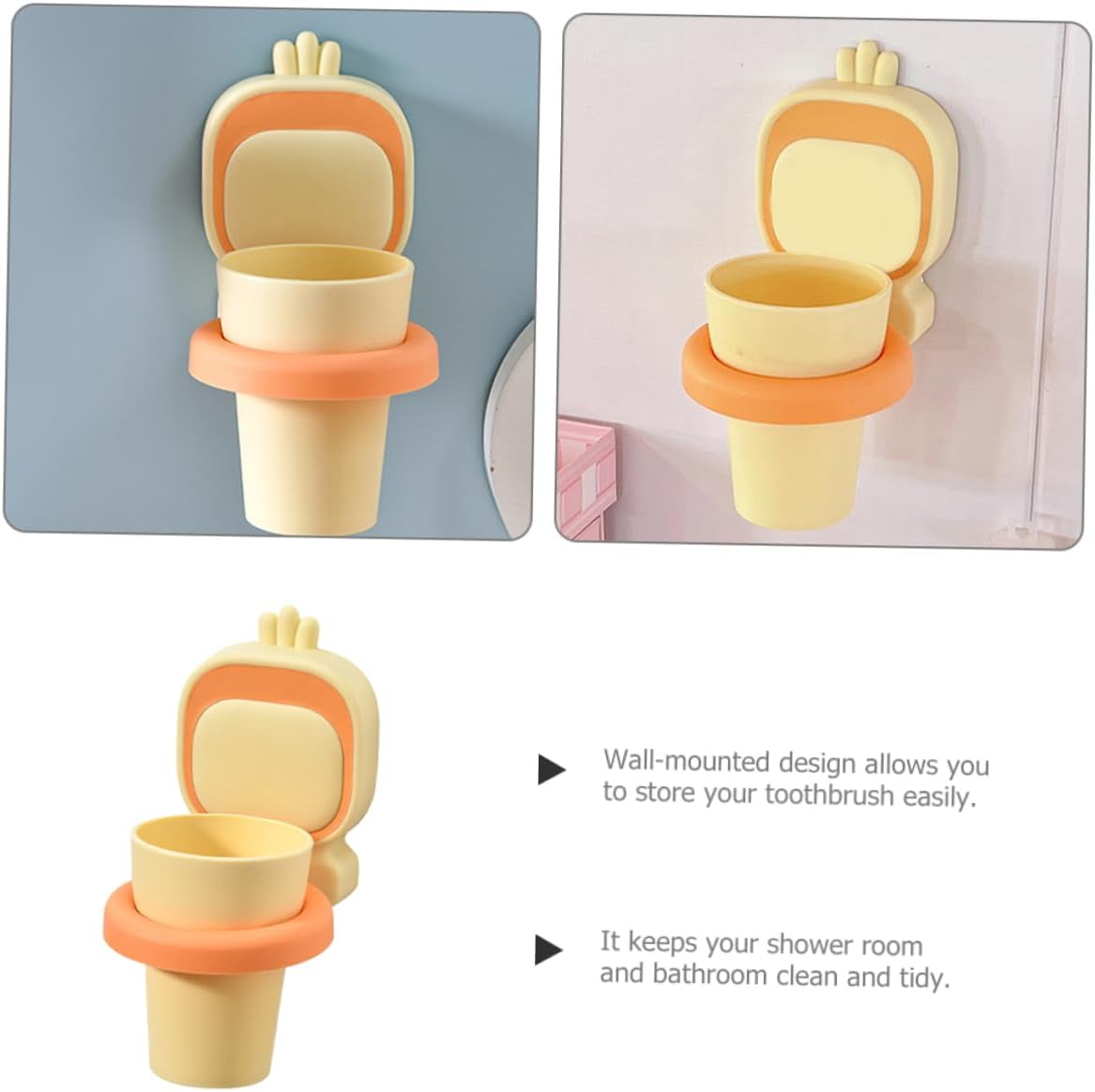 Toothbrush Storage Cup Set Wall Mount Holder for Boys and Girls