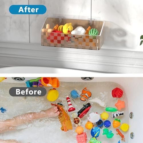Natheeph Bath Toy Storage Caddy 2-Piece Large Capacity Organizer Brown
