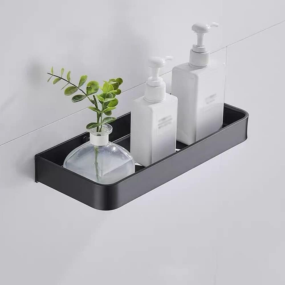BAHELS 30cm Wall-Mounted Black Aluminum Shower Organizer