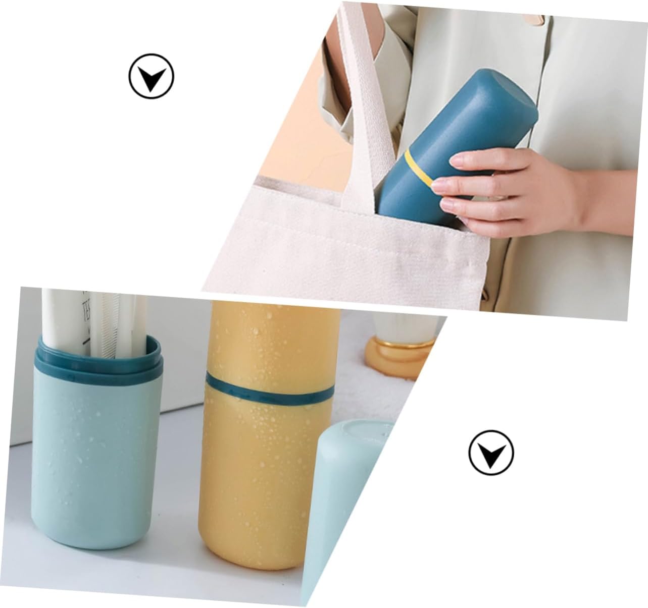 HAKIDZEL 4-Piece Portable Toothbrush Holder with Travel Toothpaste Container Organizer