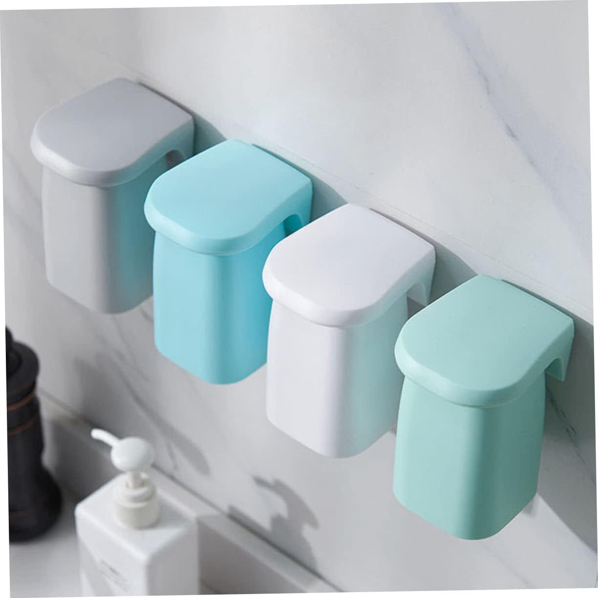 4-Piece Non-Marking Wall-Mounted Toothbrush Cup Set