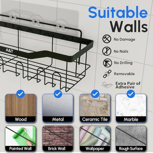 Stainless Steel 5-Piece Adhesive Shower Caddy