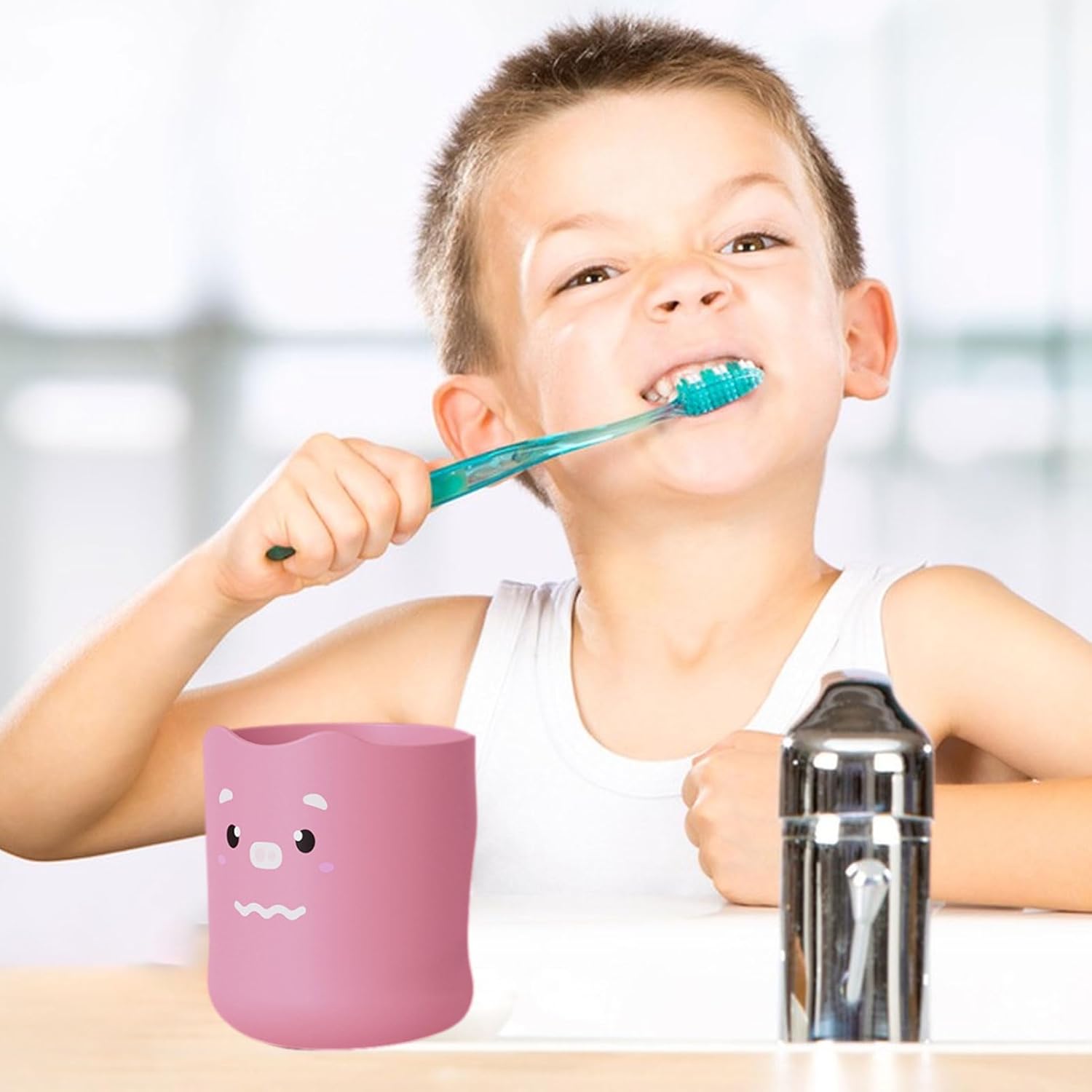 Safe Fun KSIEE Kids Toothbrush Cup Cartoon Toothpaste Holder for Children