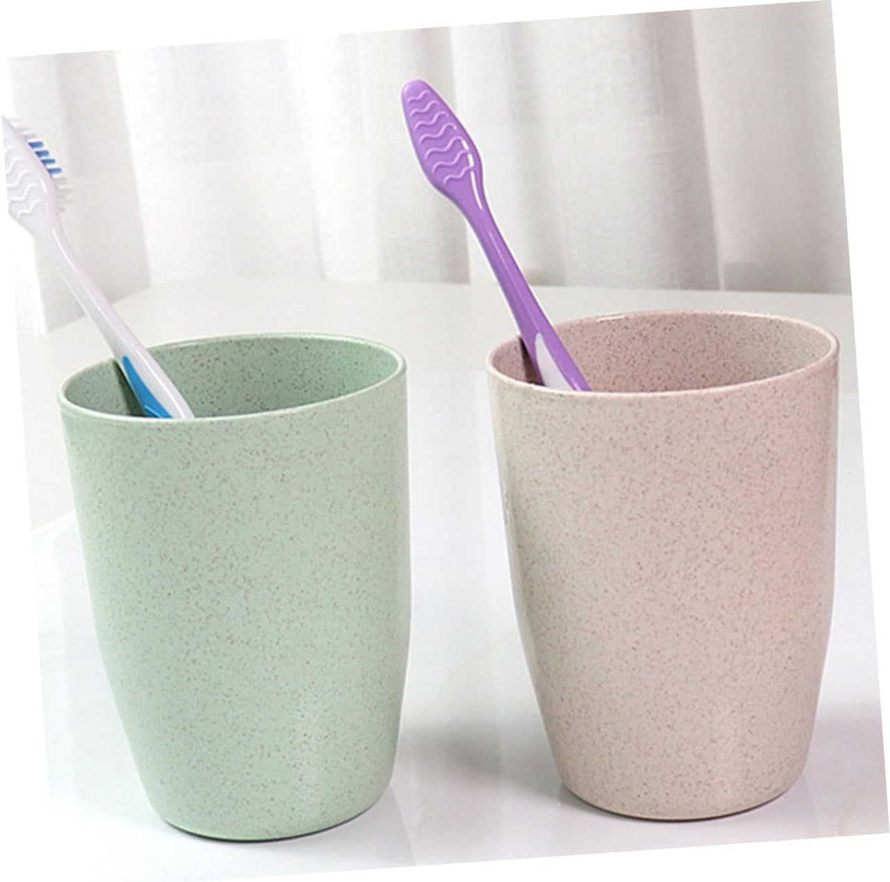 4-Piece Wheat Straw Mouth Wash Toothbrush Cup Holder Set