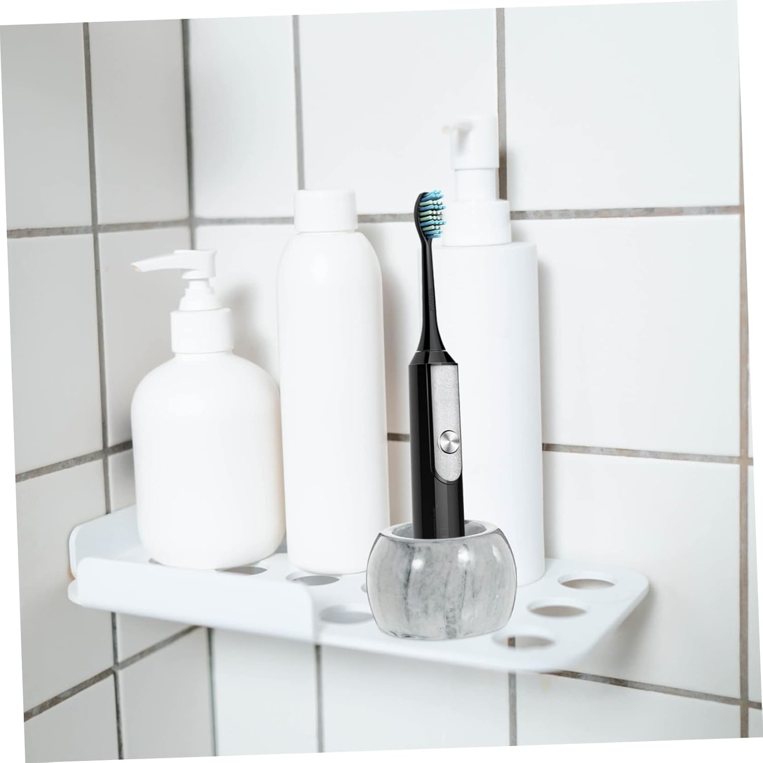 2Pcs Marbling Ceramic Toothbrush Holder Organizer