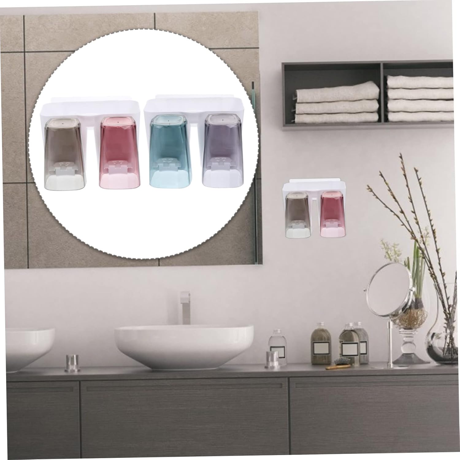 Wall-Mounted Compact 4-Cup Toothbrush Holder