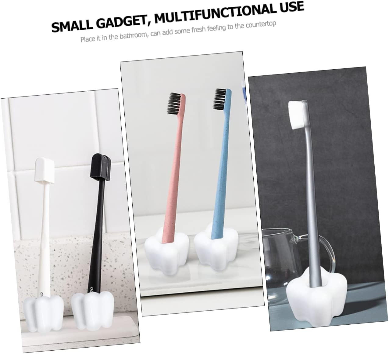 4-Piece Tooth Shaped Toothbrush Holder for Kids White
