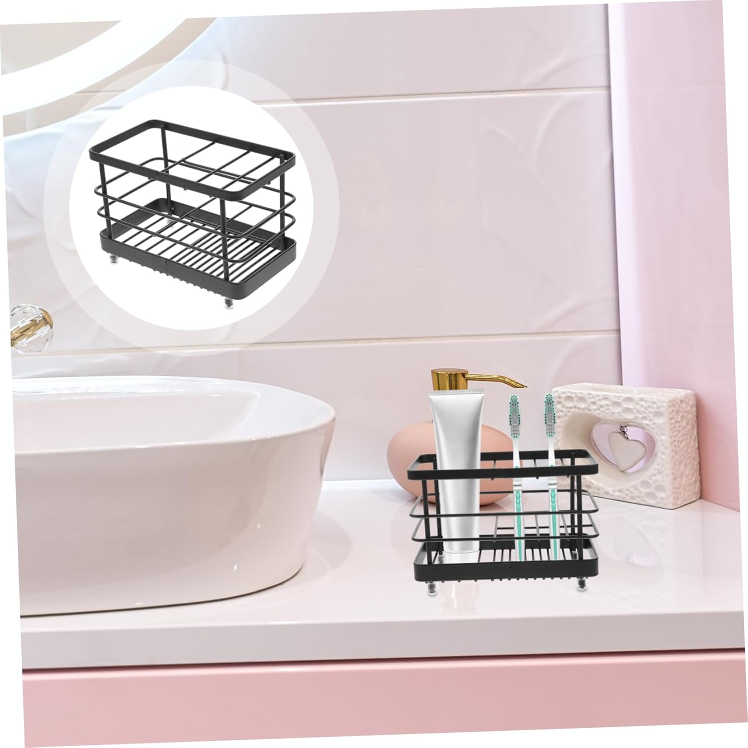 Iron Toothpaste Bracket for Bathroom Storage and Display
