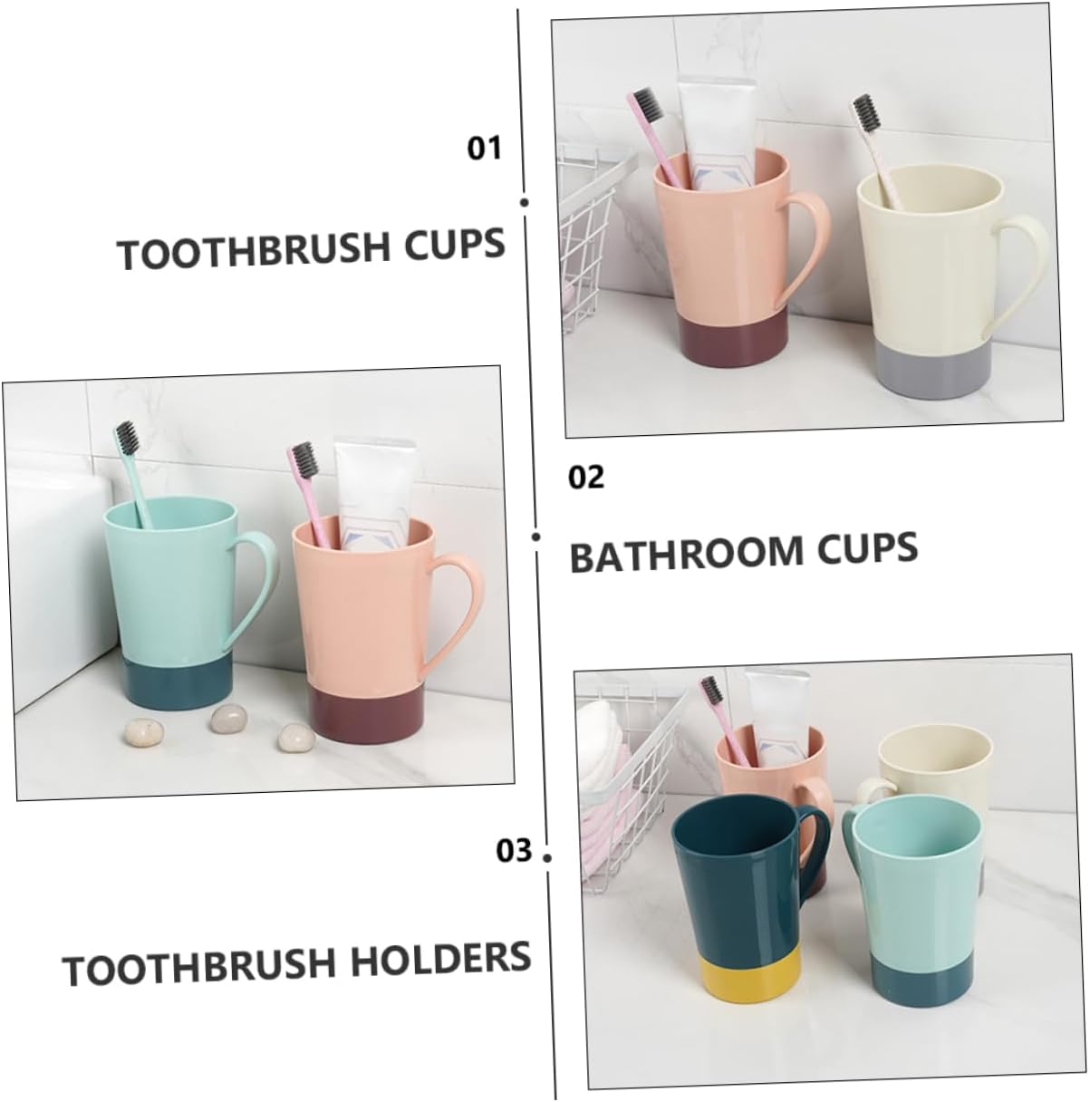WESIEVYA 4pcs Bathroom Mug Toothbrush Holder