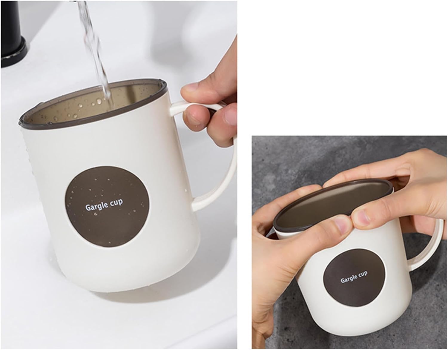 HERCHR Reusable bath tumbler with handle cute toothbrush holder for home