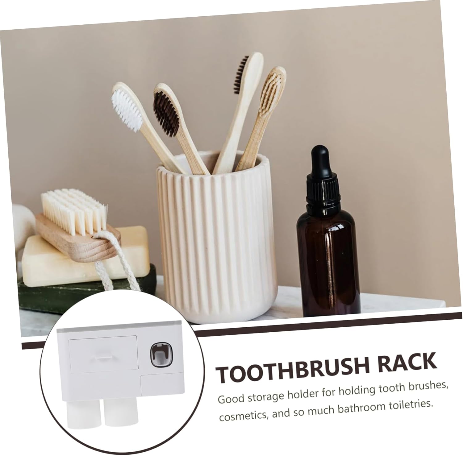Wall-Mounted Toothbrush Holder with Glass Storage Case Space-Saving Bathroom Organizer