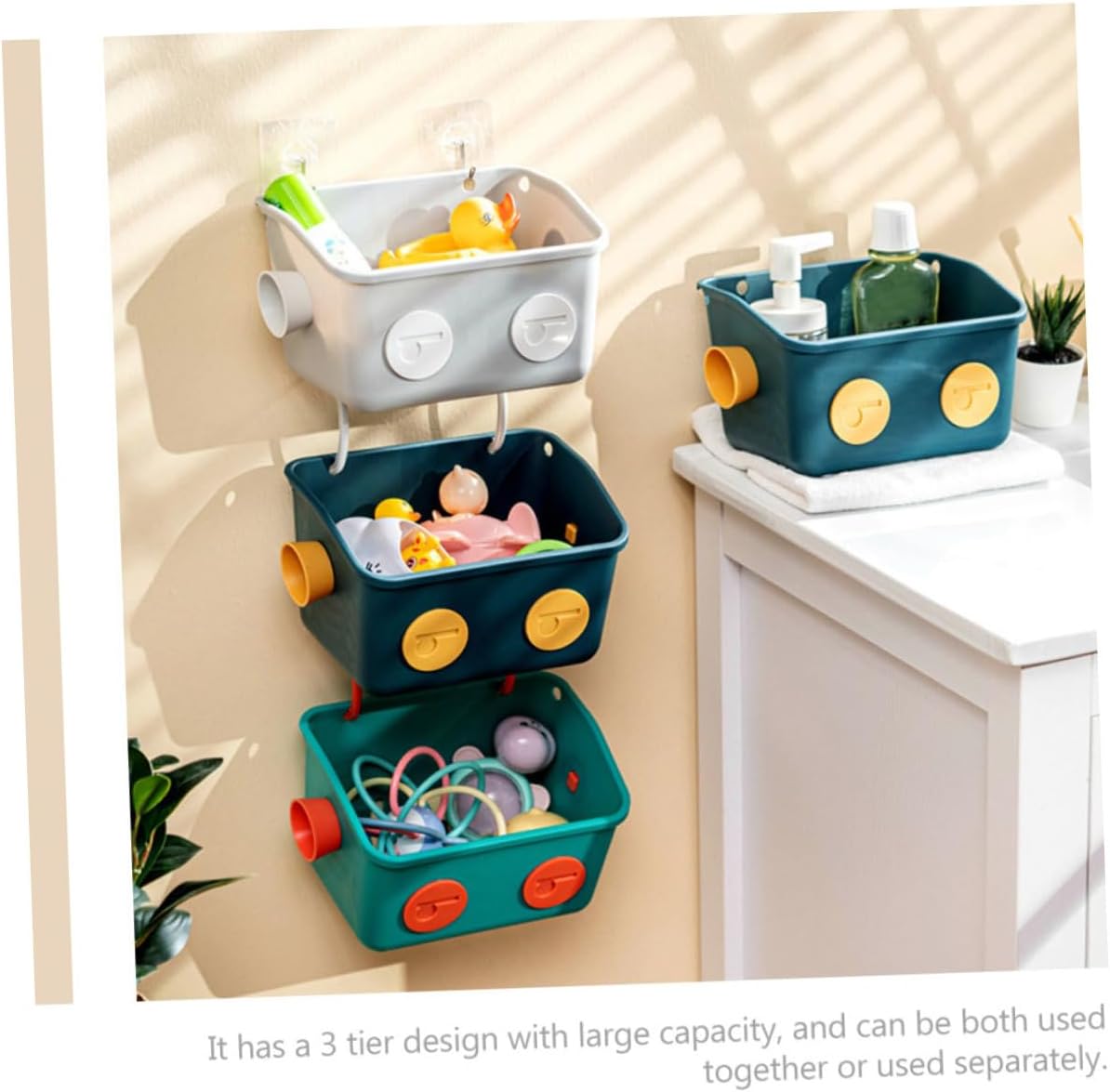 Simple Hanging Organizer Wicker Basket for Shower Use Durable Easy to Clean