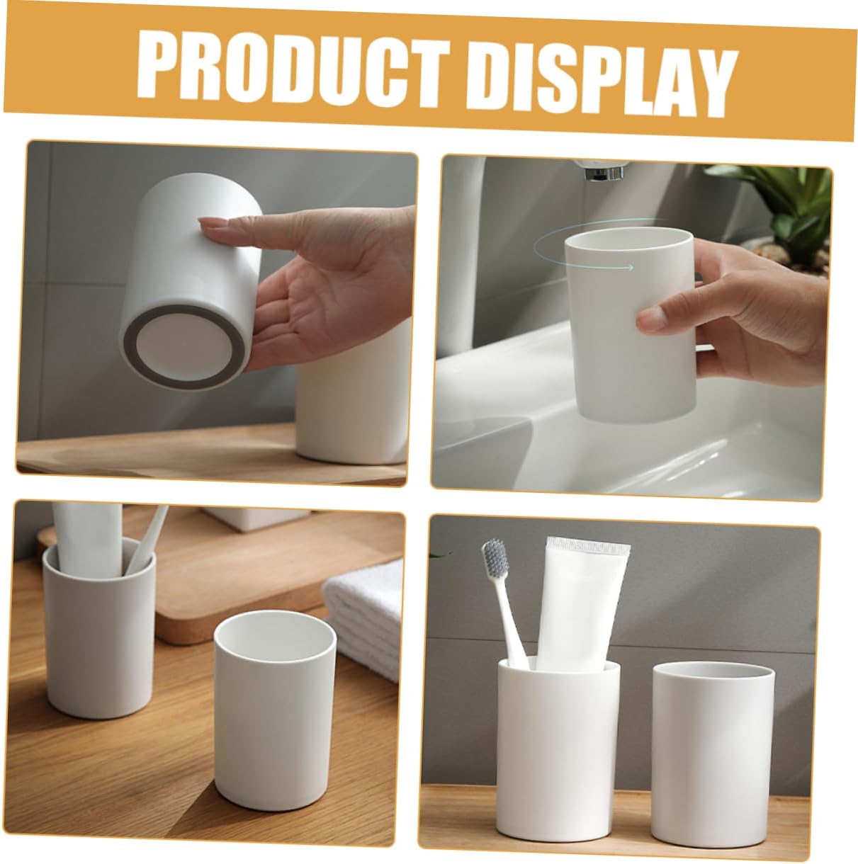 Happyyami 2Pcs Bathroom Tumbler Cups Reusable Unbreakable Multi Purpose Toothbrush and Drinking Cup