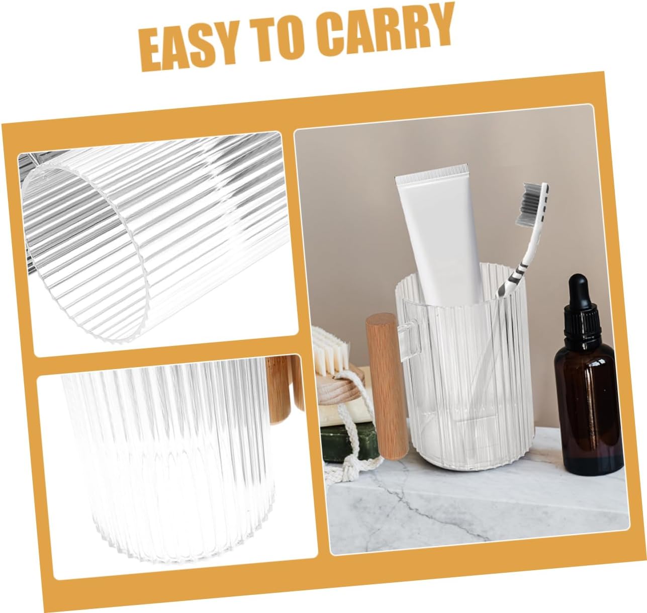 4-Piece Transparent Travel Tumbler Toothbrush Holder