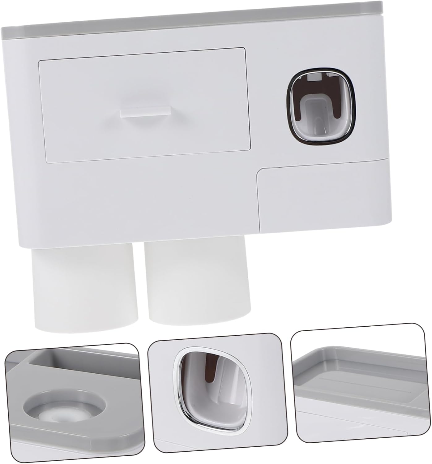 Luxshiny 1Set Wall Mounted Toothbrush Holder with Storage Easy Install Bathroom Organizer