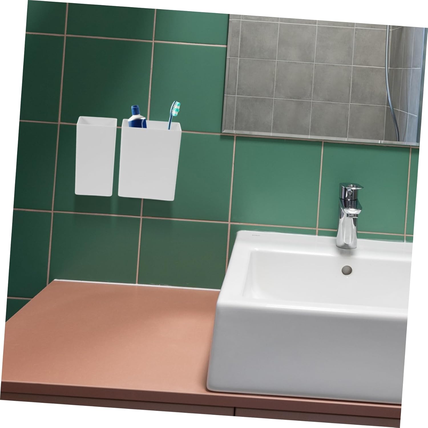 Mobestech Wall Mounted Toothbrush Holder and Toothpaste Dispenser Set