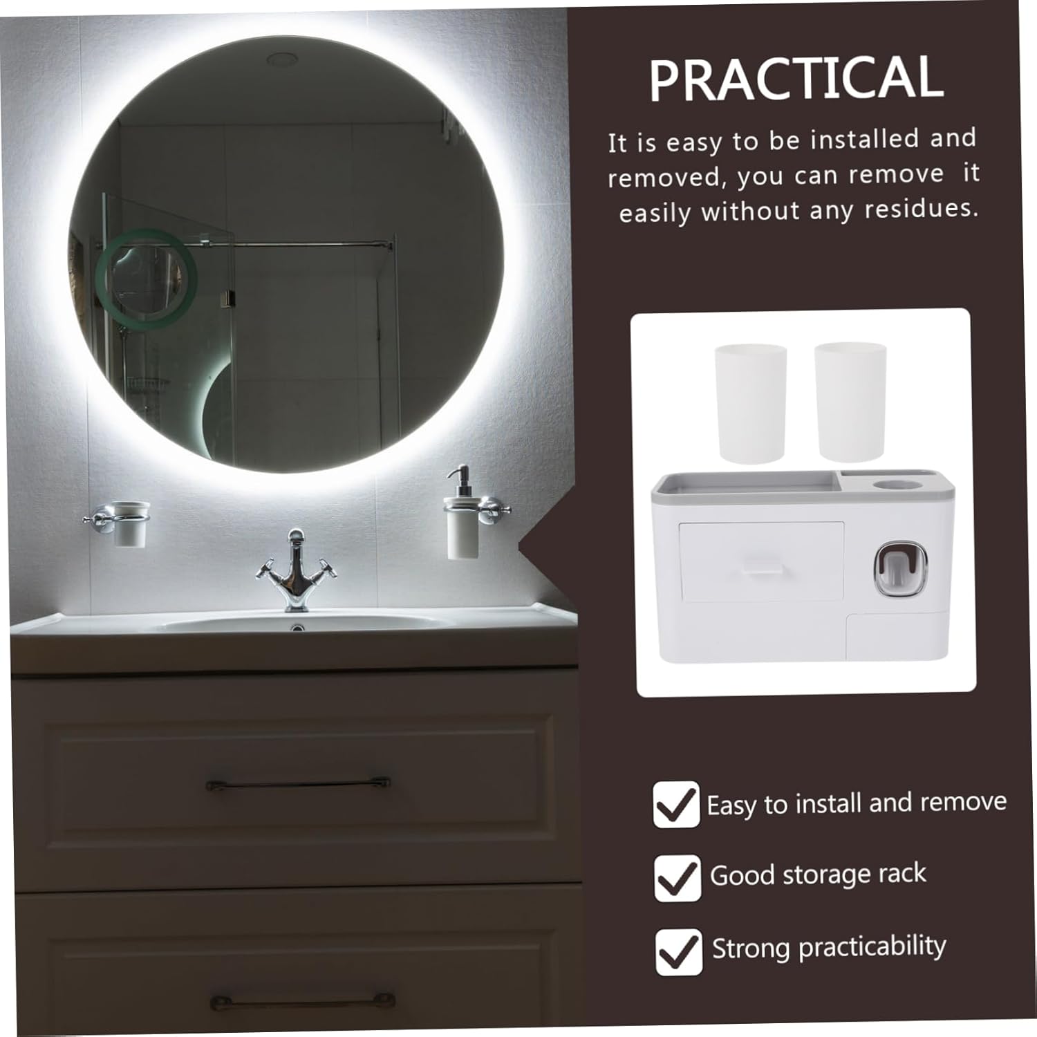 Cabilock Space-Saving Wall-Mounted Toothbrush Holder for Adults