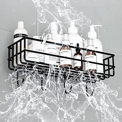 Sturdy Black Shower Shelf for Bathroom Kitchen Floating Wall-mounted Organizer