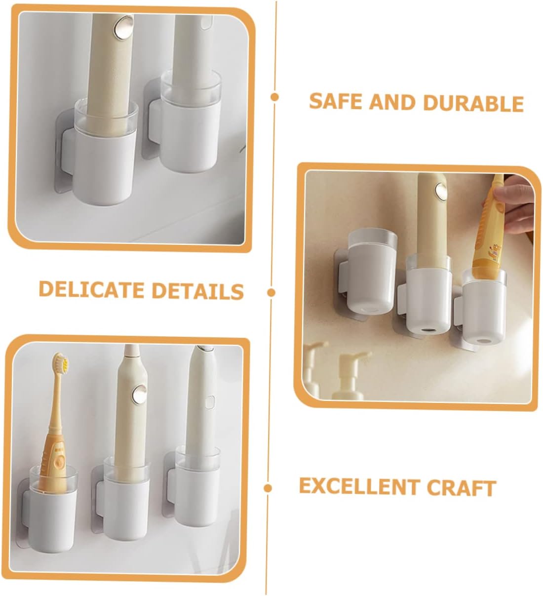 3Pack Wall-Mounted Electric Toothbrush Holder