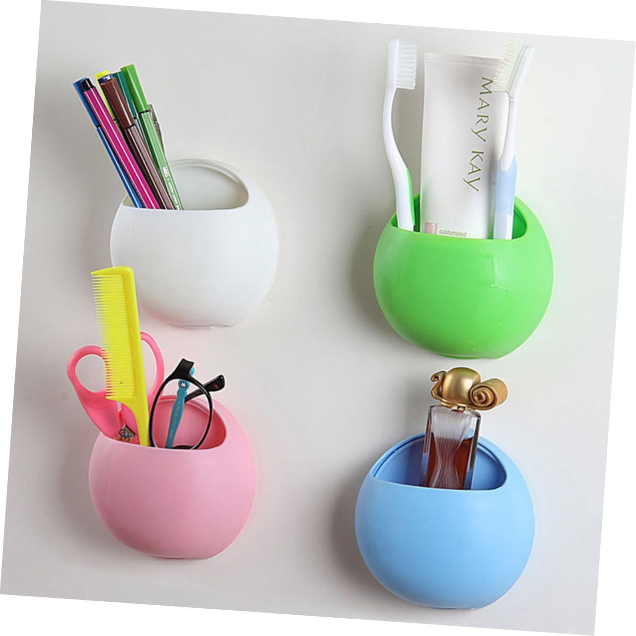Wall-Mounted Suction Cup Toothbrush Organizer