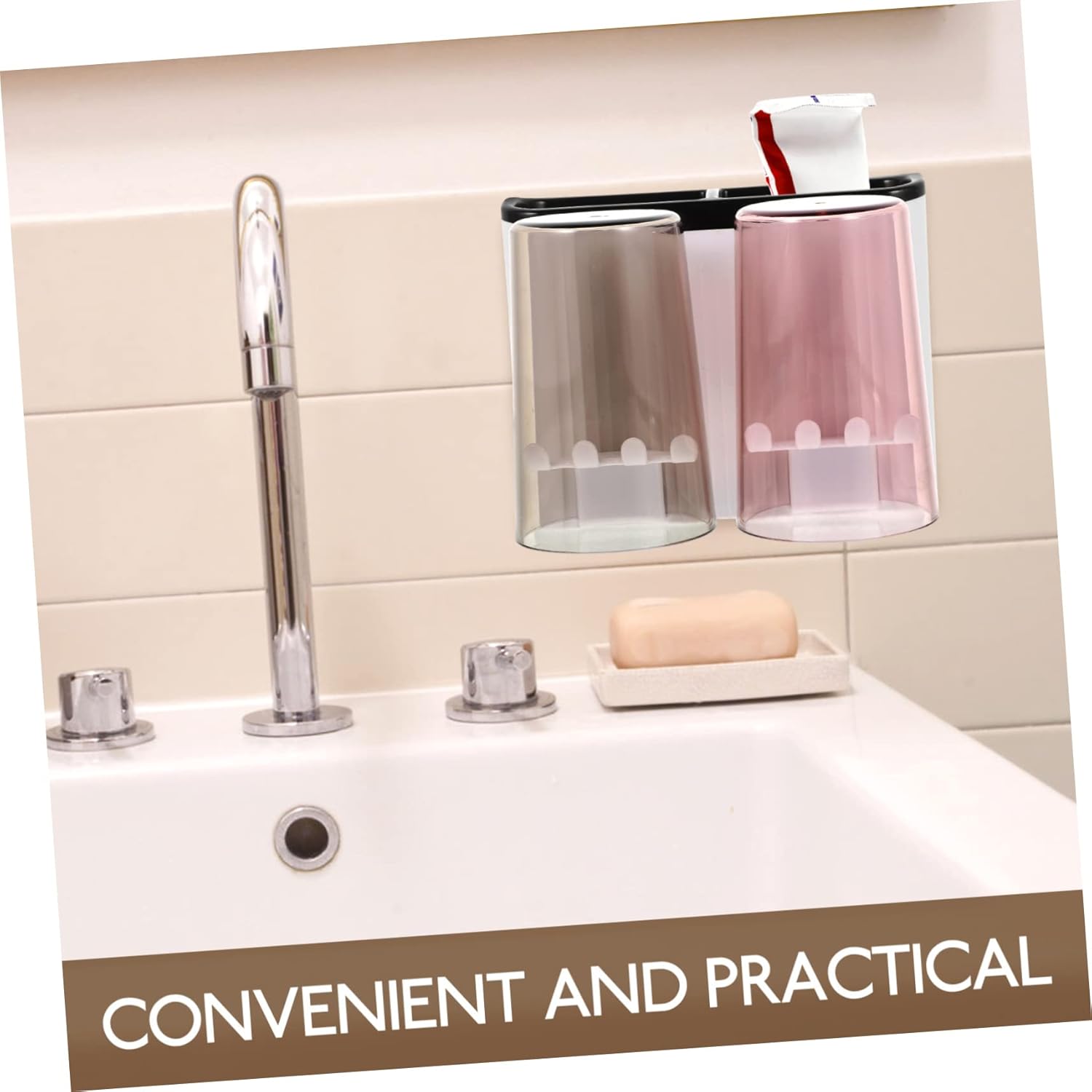 Wall-Mounted Toothbrush Holder No Drilling Easy bathroom storage