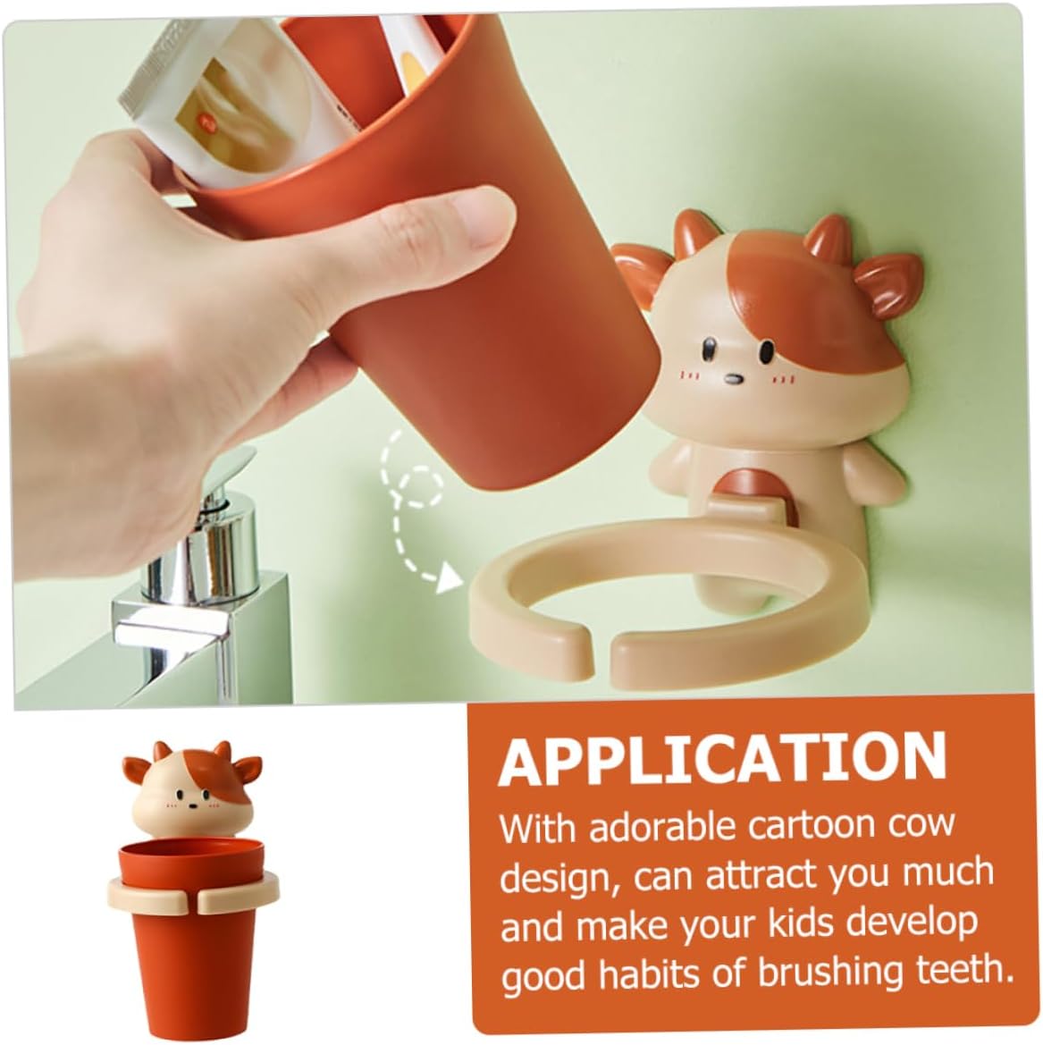 MAGICLULU Cartoon Cow Toothbrush Cup Lightweight Easy Storage
