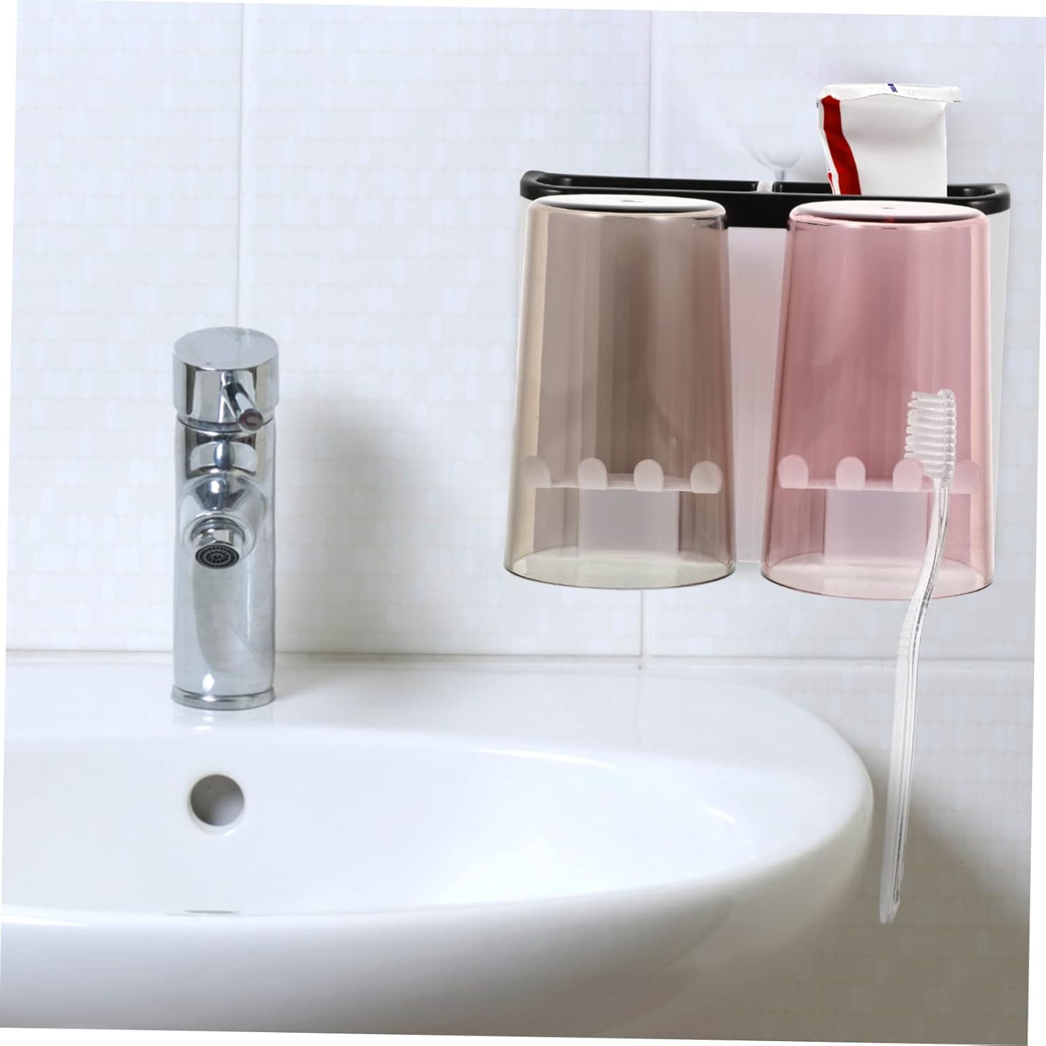 Space-Saving Wall-Mounted Toothbrush Holder Set