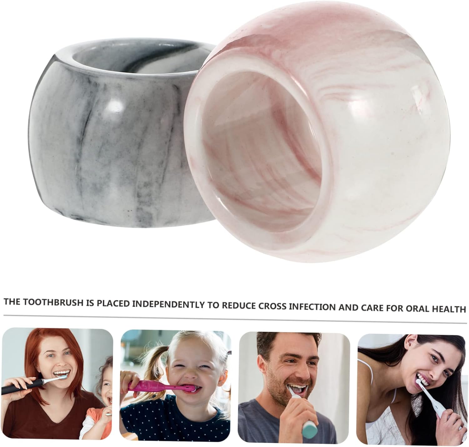 2-Piece Marble Pattern Electric Toothbrush Holder - Stylish Bathroom Organizer