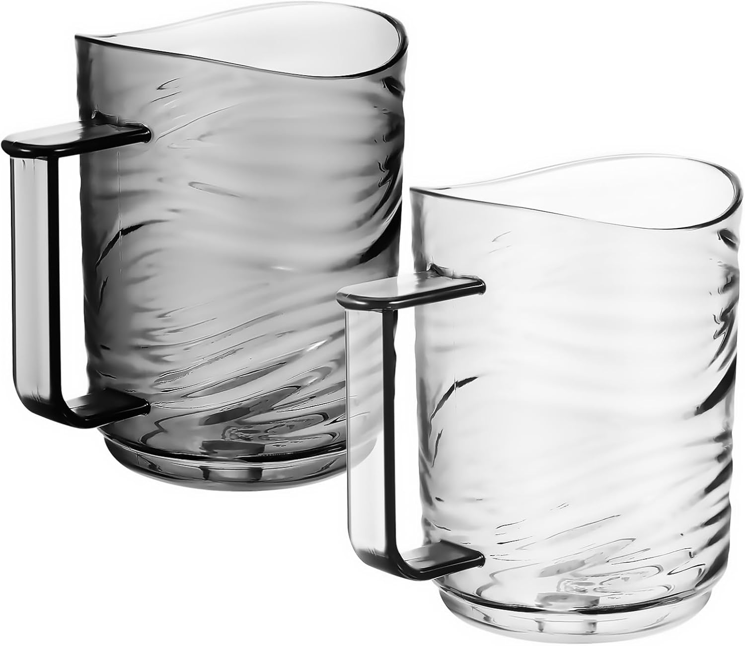 Double-Pack 2Pcs Transparent Plastic Toothbrush Holder with Ergonomic Handle