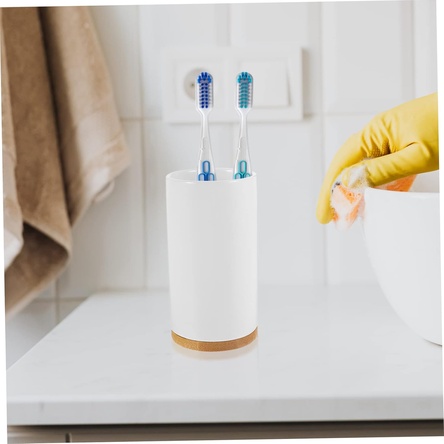 Ceramic Toothbrush Holder Multipurpose Tumbler for Bathroom Home Use