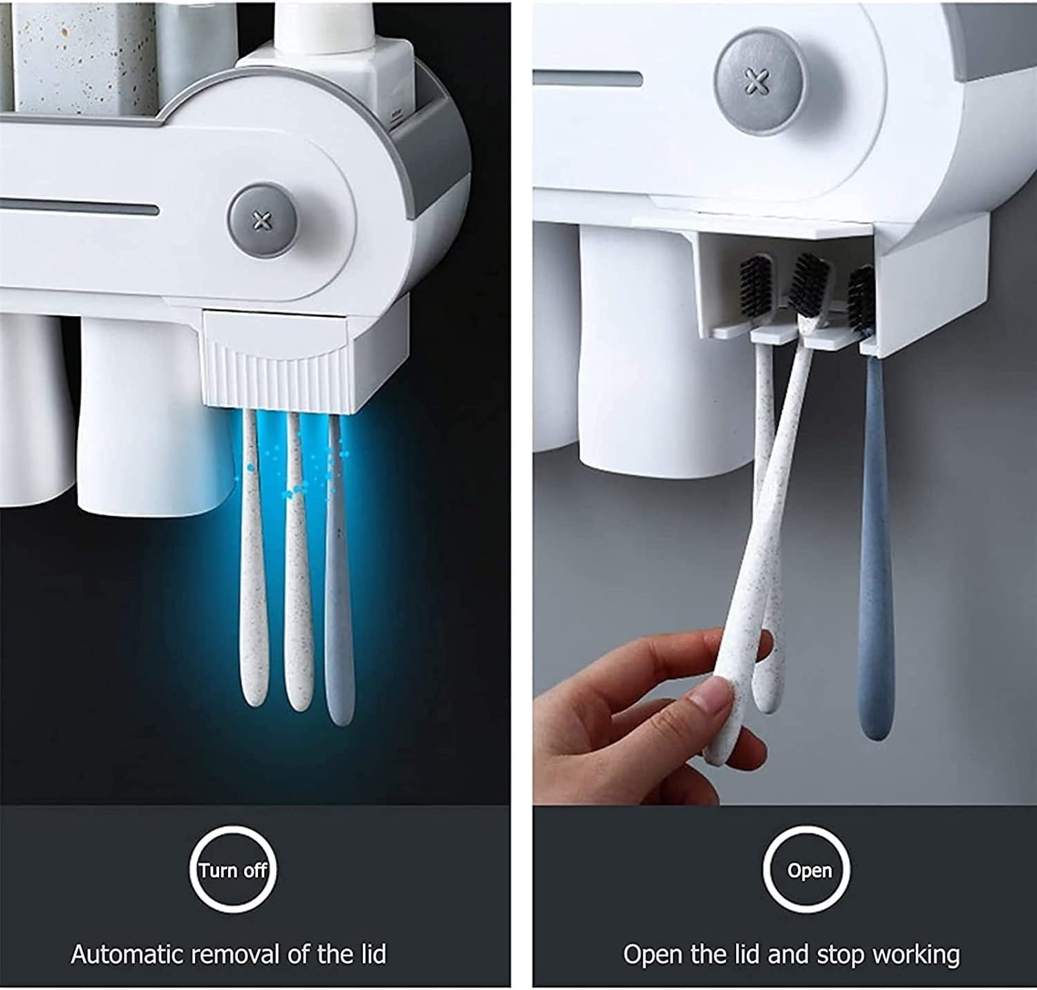 Portable Automatic Toothpaste Dispenser Kit with 3 Toothbrush Slots Organizer