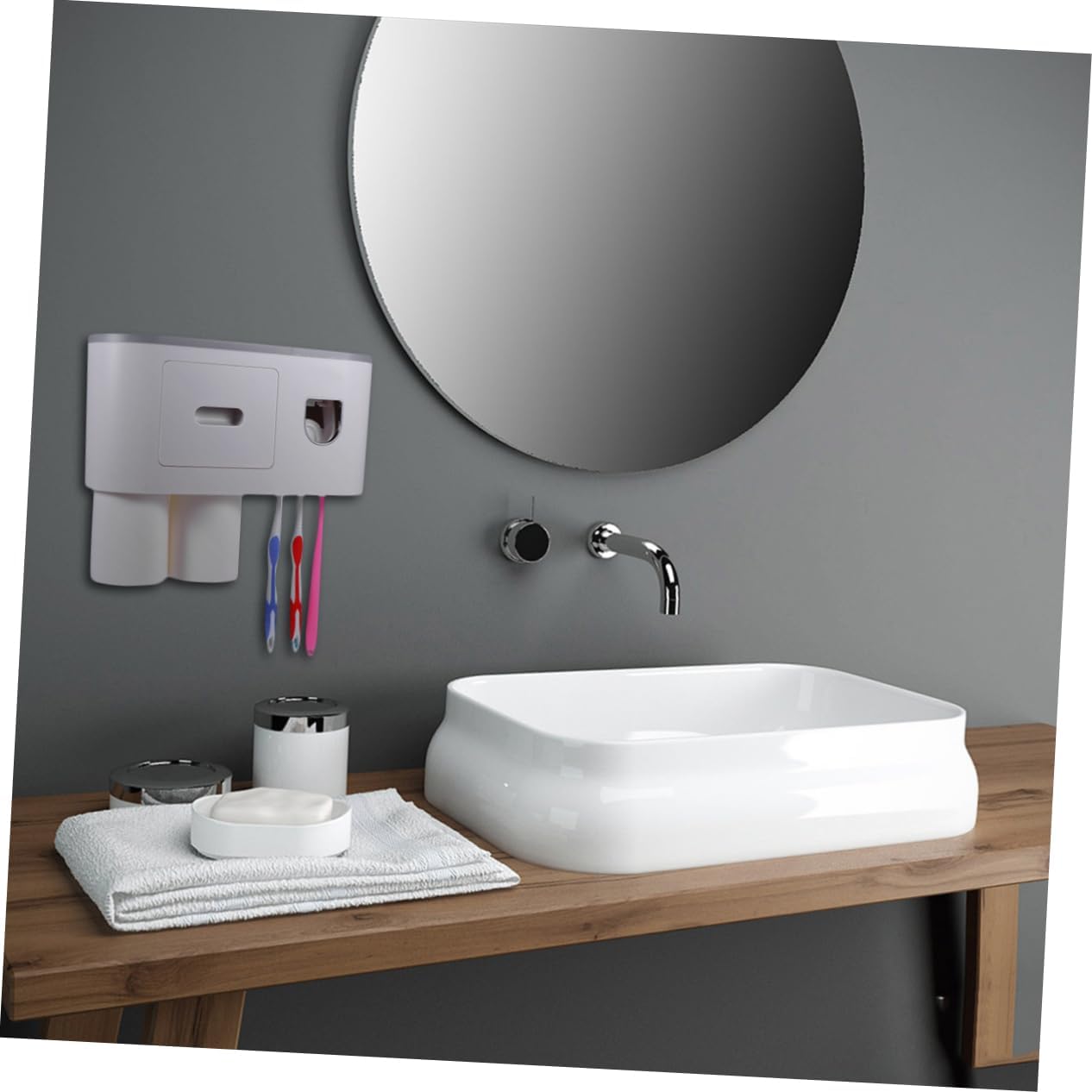 All-in-One Wall-Mounted Toothbrush Holder With Gargle Rack Toothpaste Dispenser