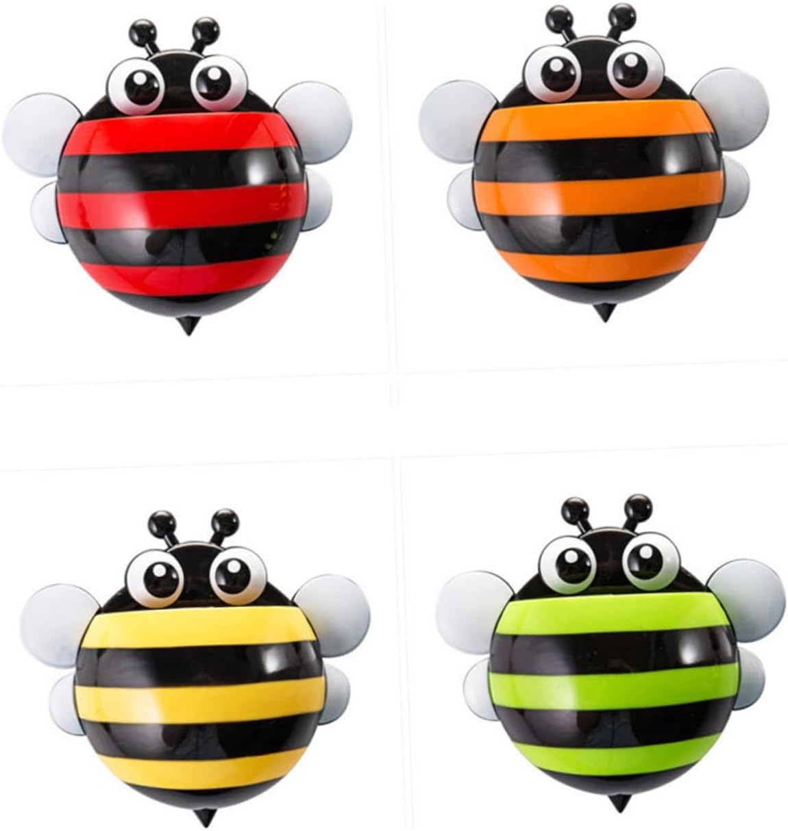 4PCS Cartoon Honeybee Suction Cup Toothbrush Holder for Bathroom Travel