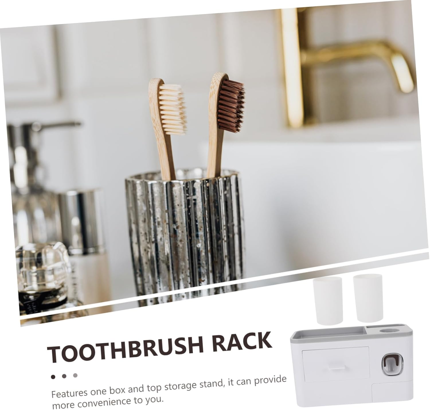 LIFKOME - Easy Mount Wall Toothbrush Holder with Storage Cup
