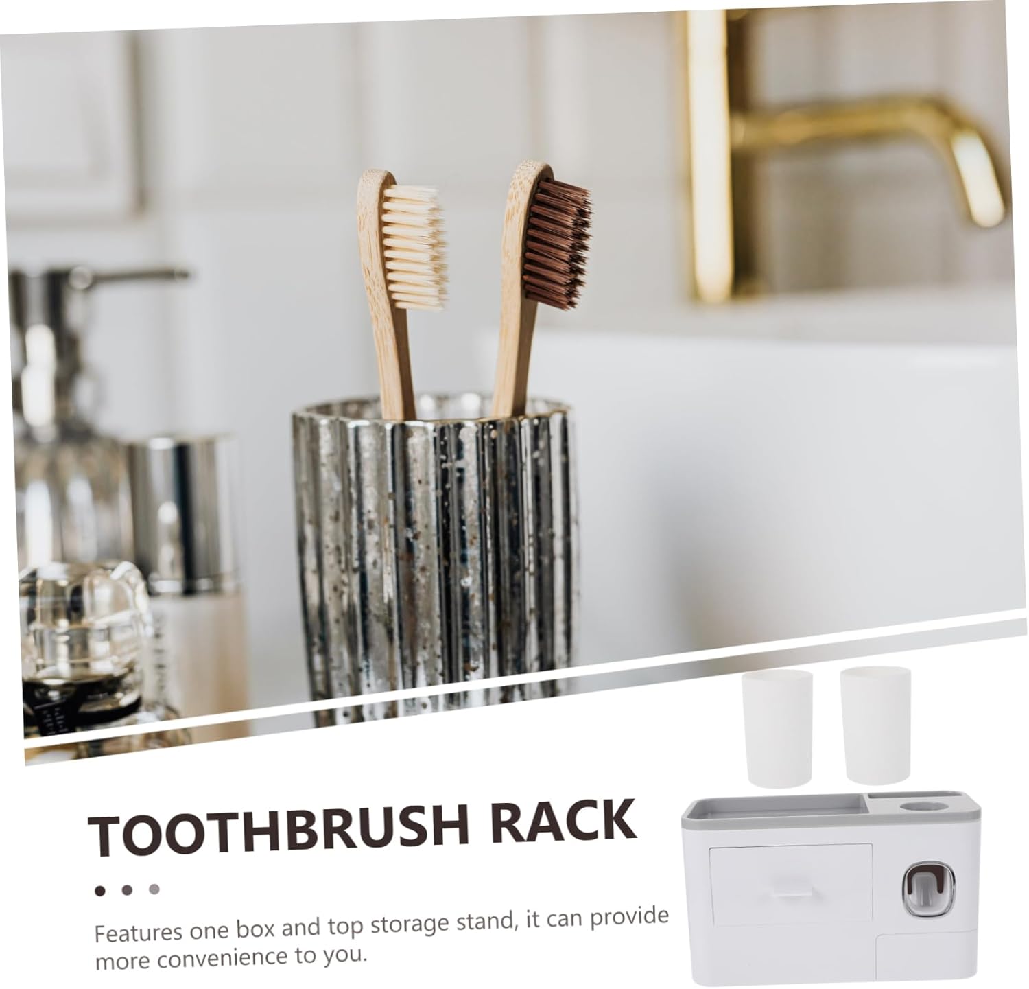 Luxshiny 1Set Wall Mounted Toothbrush Holder with Storage Easy Install Bathroom Organizer