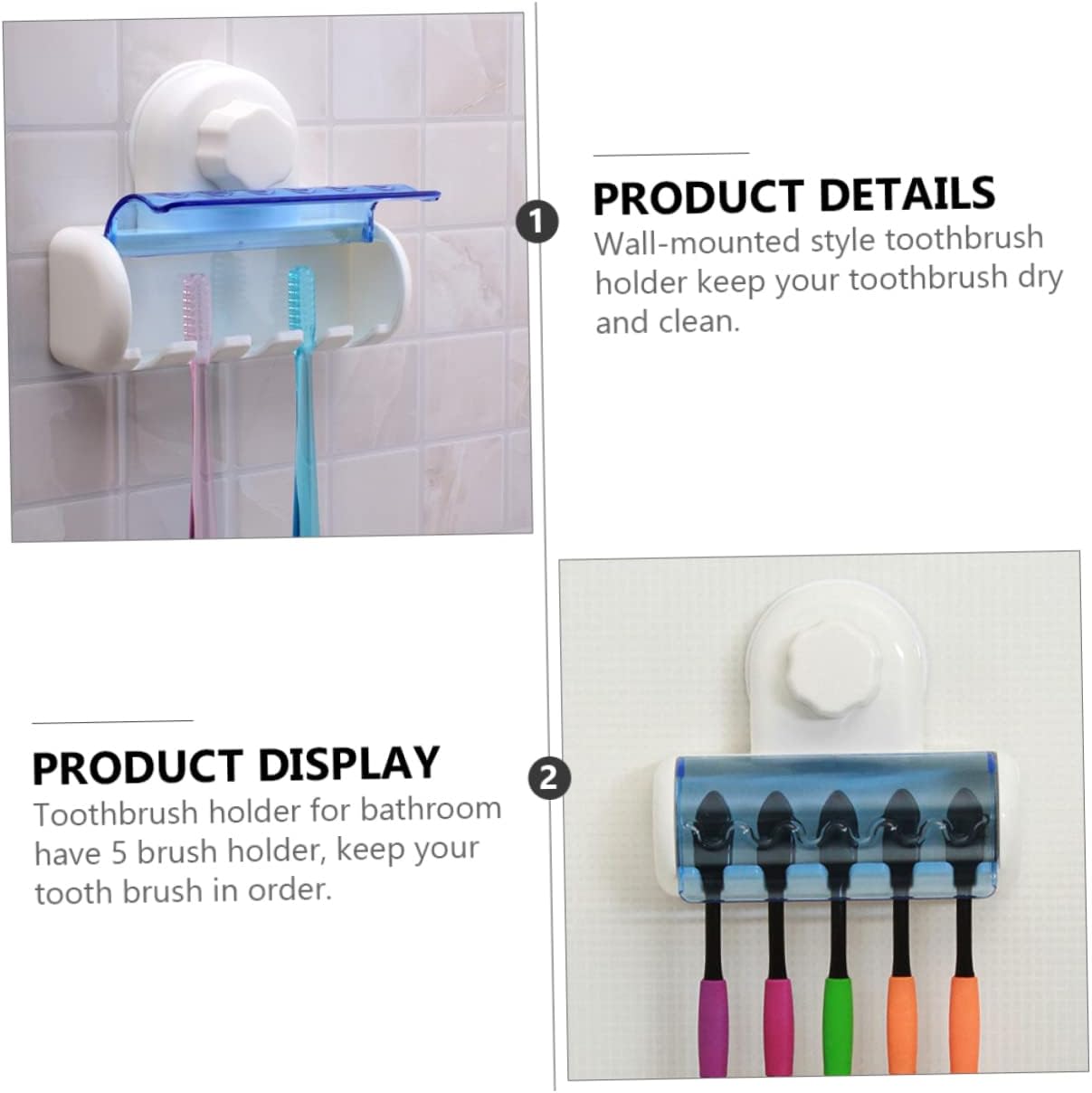 Elegant Wall-Mounted Toothbrush Holder with Suction Cup
