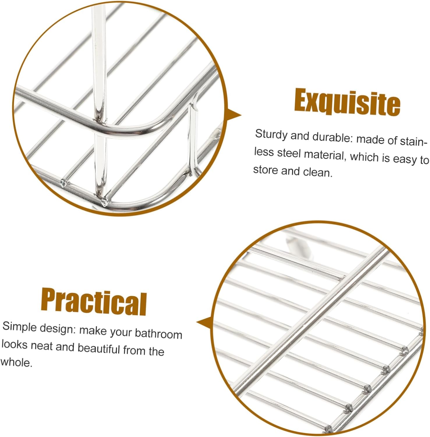 STOBAZA Durable Stainless Steel Toothbrush Wall-Mounted Holder for Bathroom