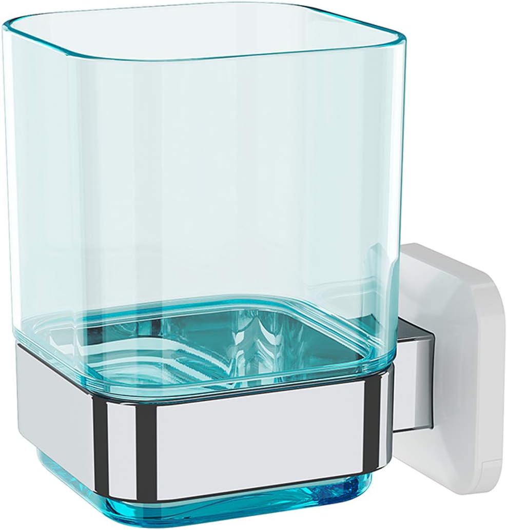 Wall-Mounted Toothbrush Holder Toothpaste Organizer BlueChrome