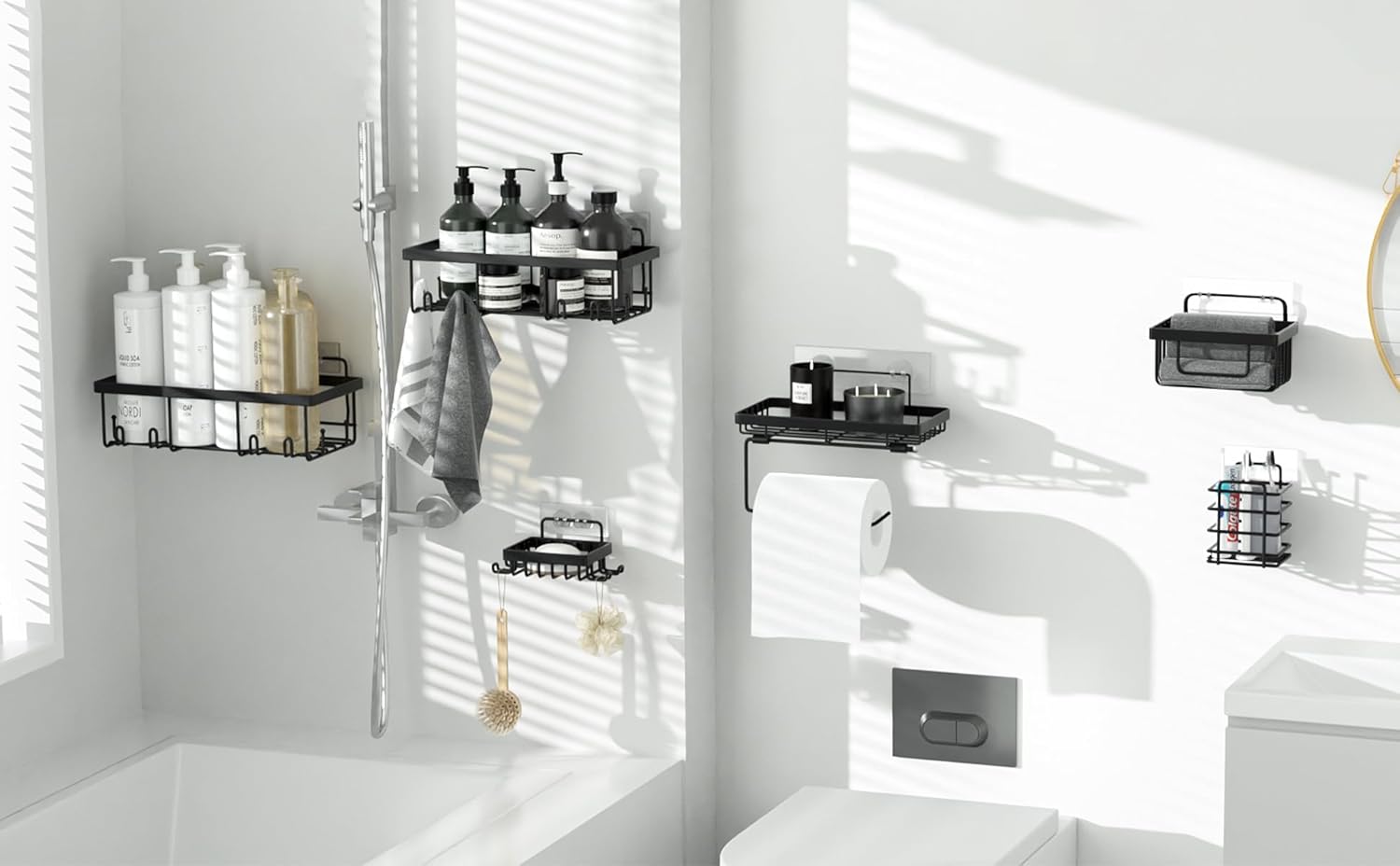 Veluckin 6-Piece Task Caddy Set for Bathroom and Kitchen Storage