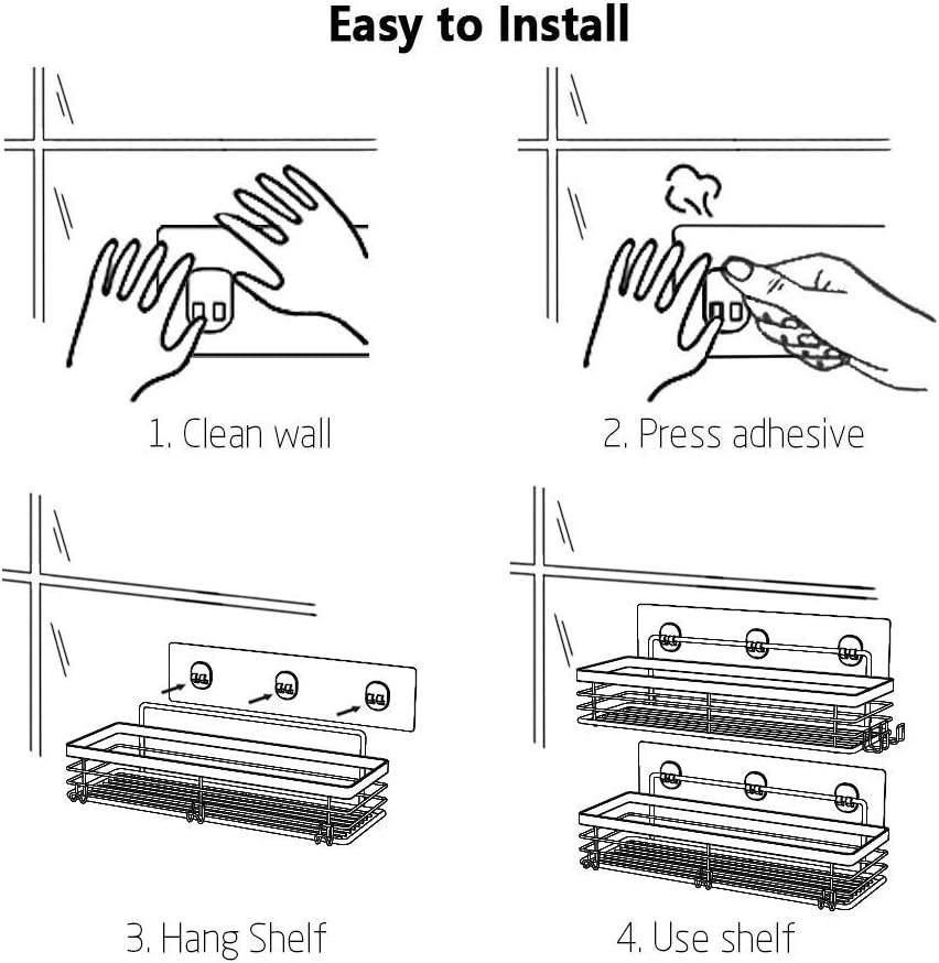 Stainless Steel Showers Caddy Organizer with 5 Hooks for Bathroom
