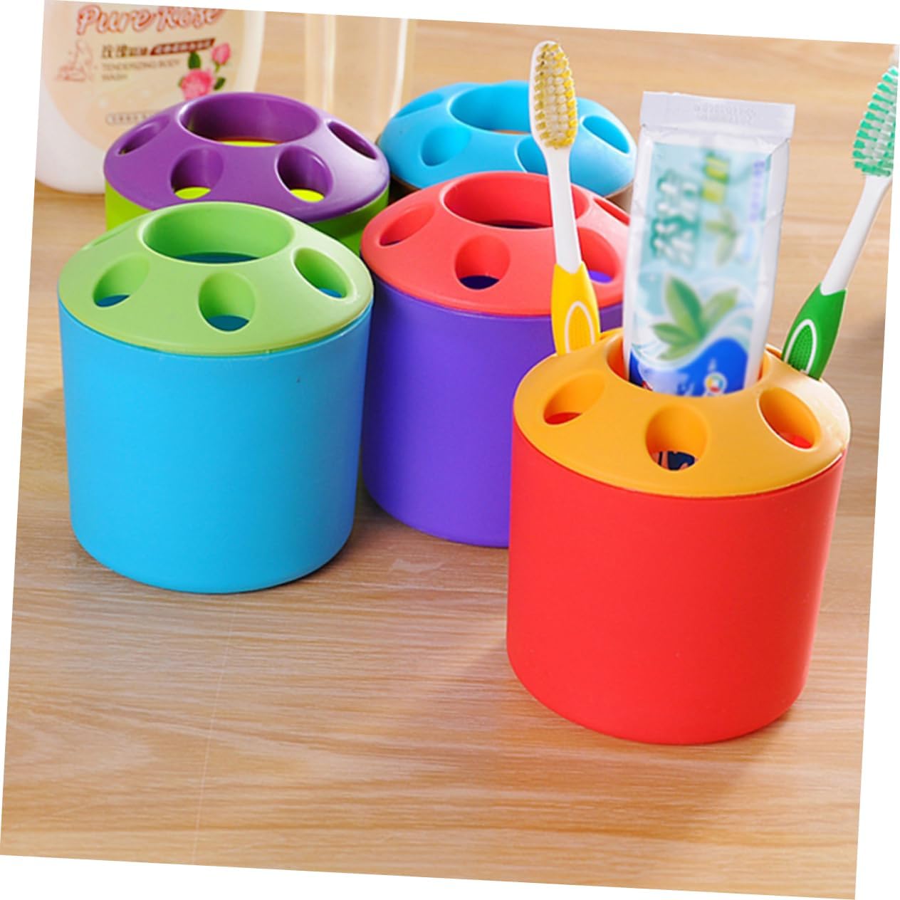 STOBAZA - Large Toothbrush Holder with Toothpaste Storage - Easy Bathroom Organizer