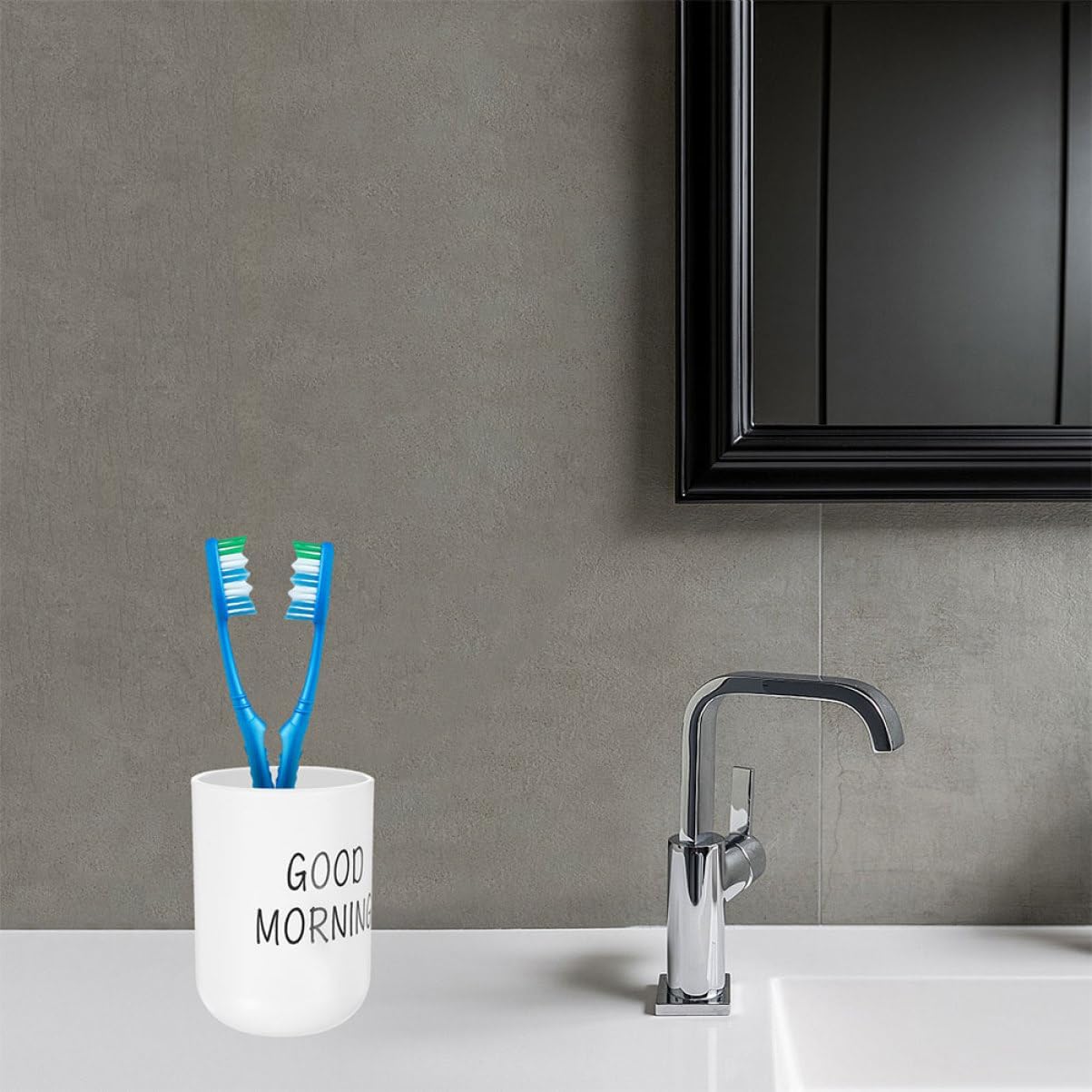 MAGICLULU Sleek White Toothbrush Holder with Frosted Finish