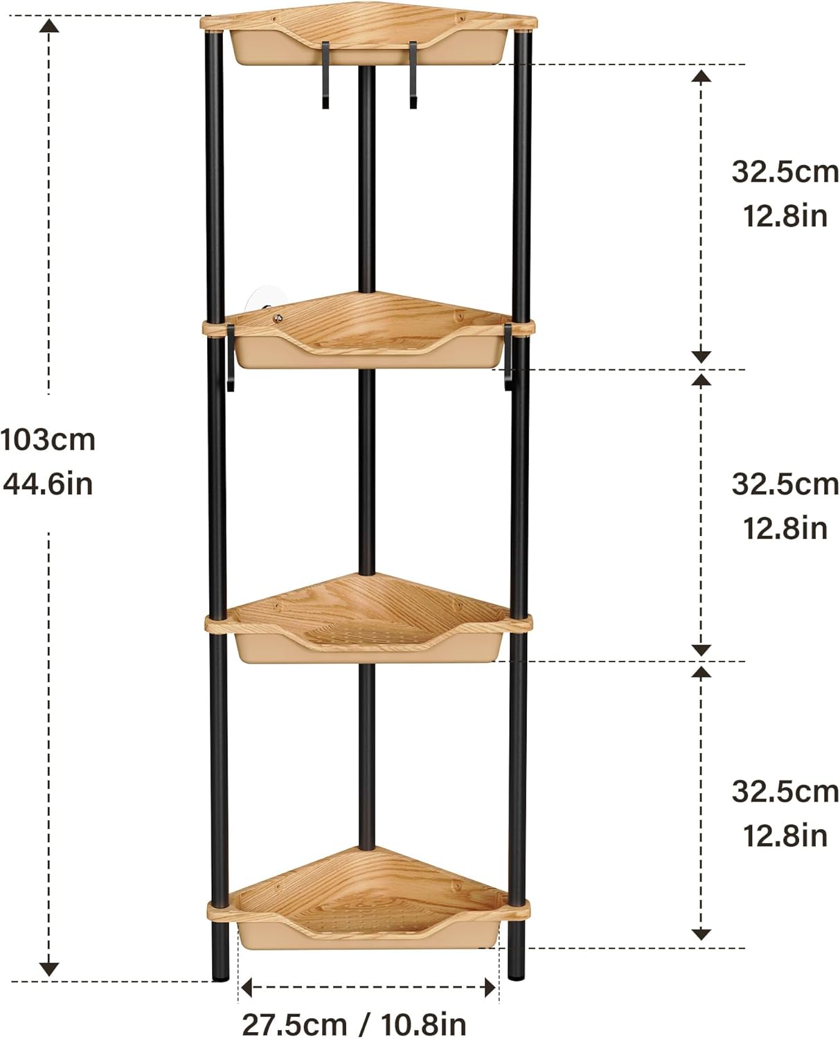 Orimade Rust-Resistant Floor Standing Corner Shower Organizer