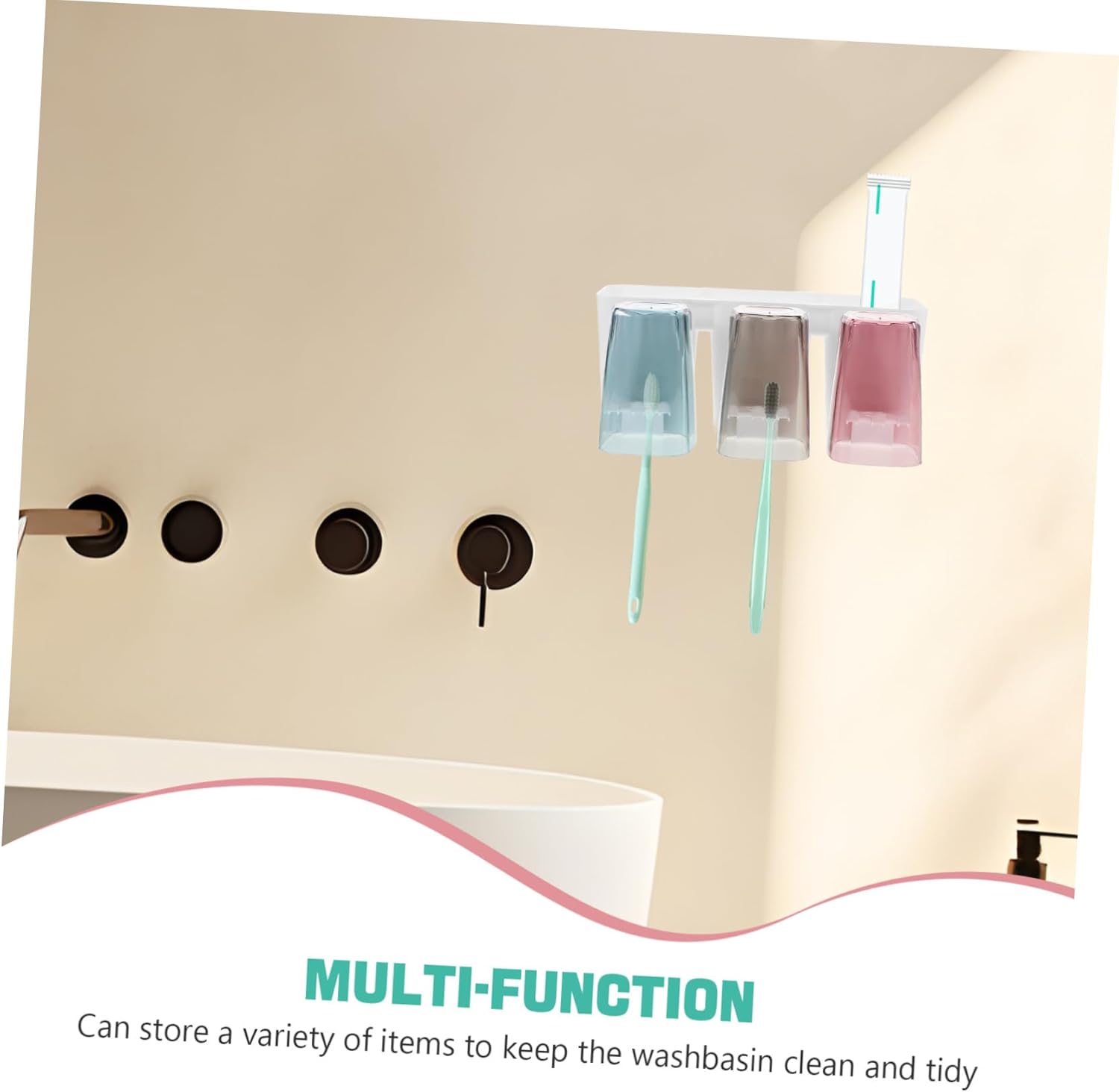 FONDOTIN 1Set Wall Mounted Toothbrush Rack Cup Holder Organizer