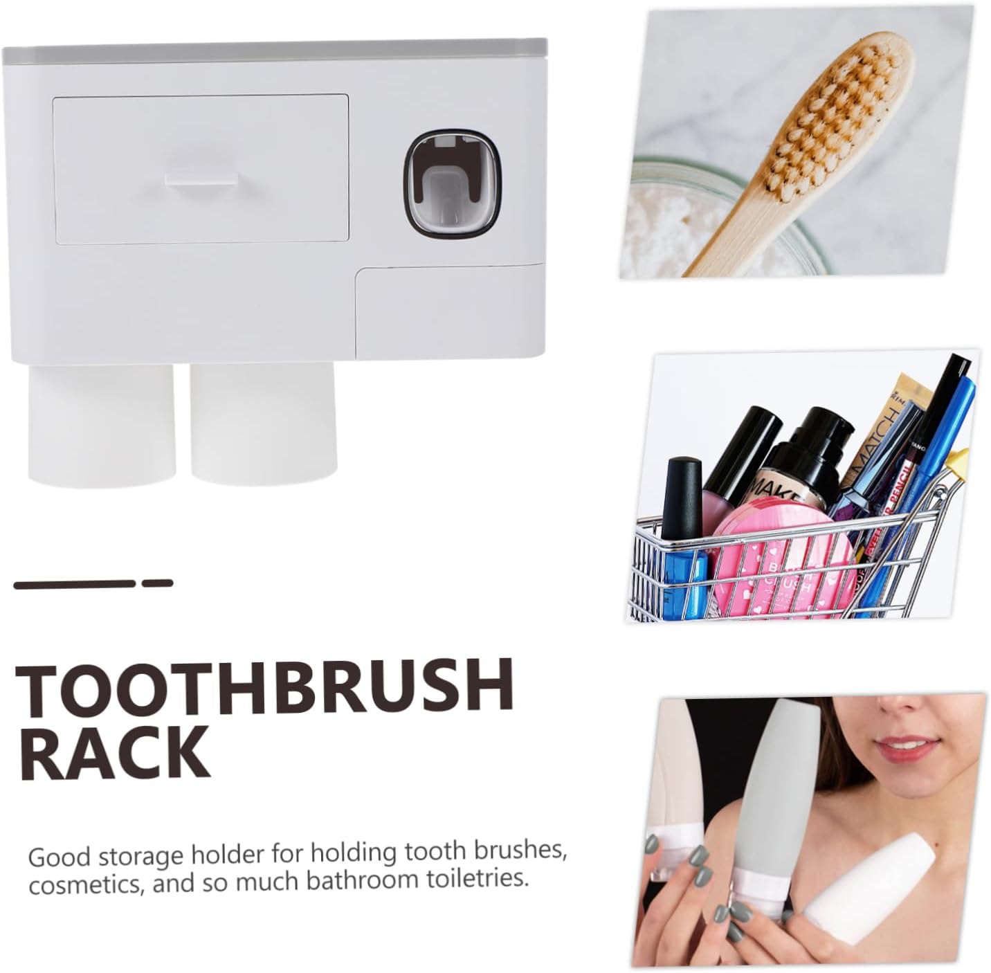 Wall-Mounted Family Toothbrush Holder With Automatic Toothpaste Squeezer