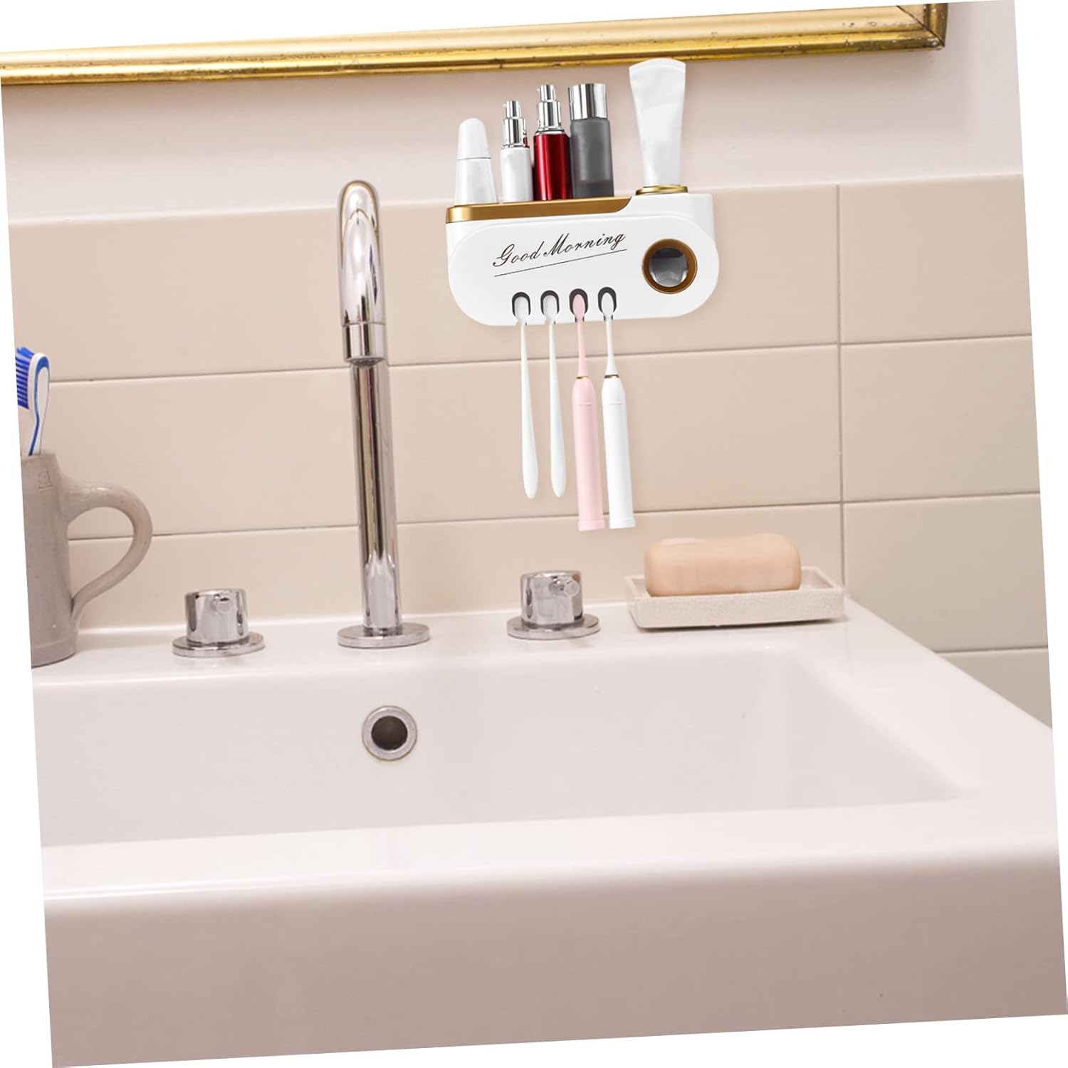 Wall-Mounted Toothbrush Toothpaste Organizer