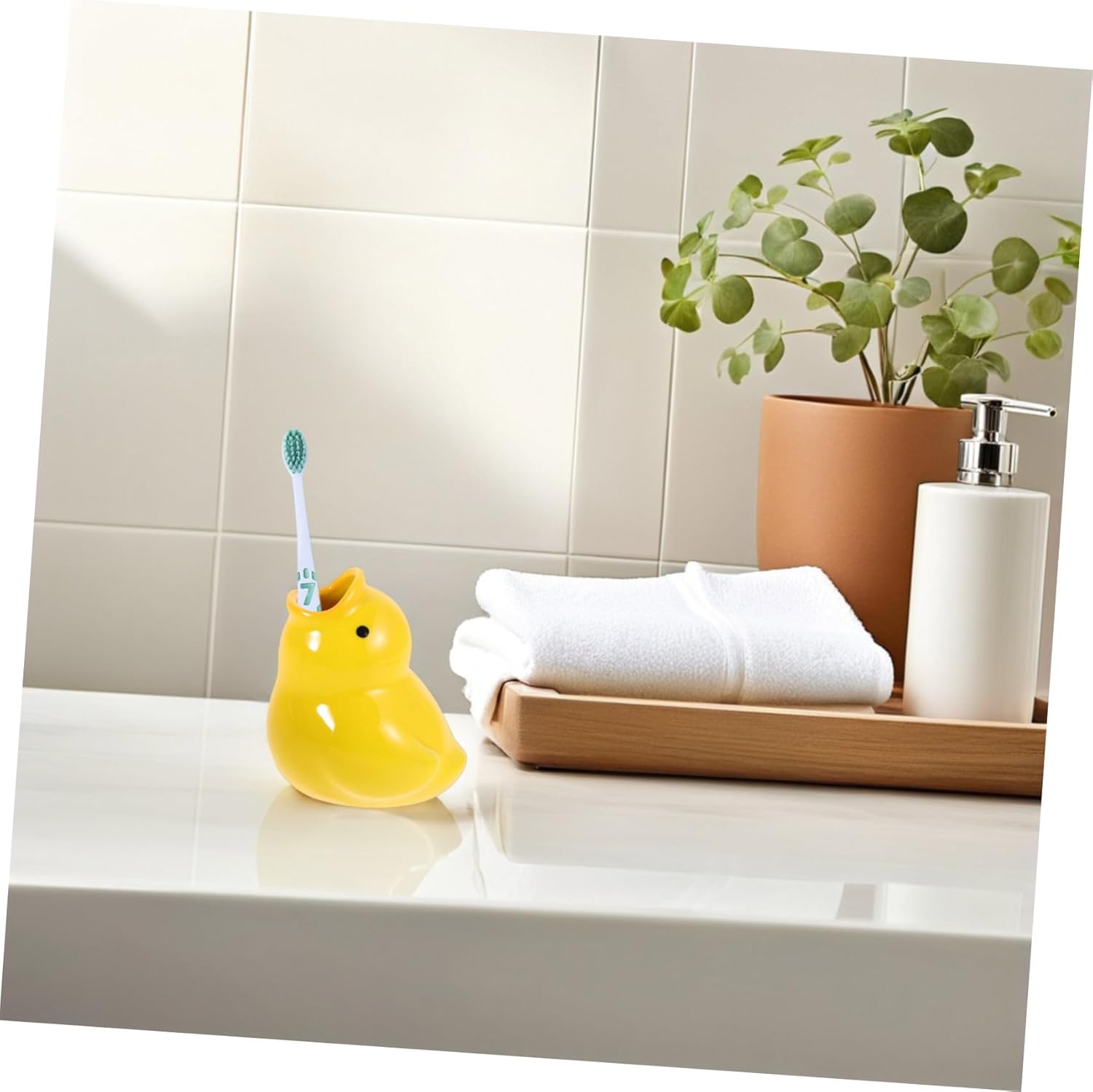 Cute Durable Ceramic Toothbrush Holder for the Bathroom