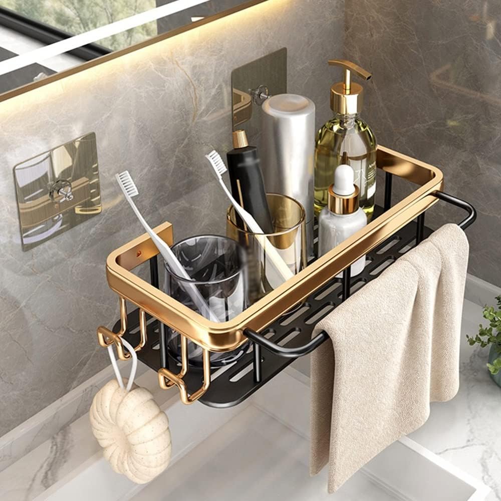 Sturdy Golden Standing Shower Caddy