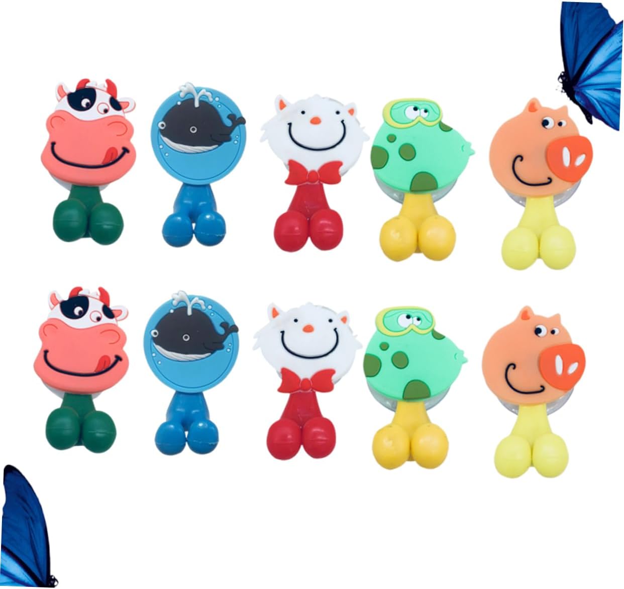 10-Piece Cartoon Character Toothbrush Holder Random Animal Design Easy to Install
